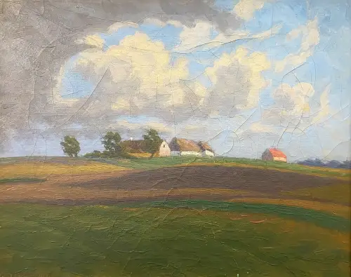 Hasselmann 1. Hälfte 20. Jh. Norddeutsche Hügellandschaft Original Öl Lw 26x33