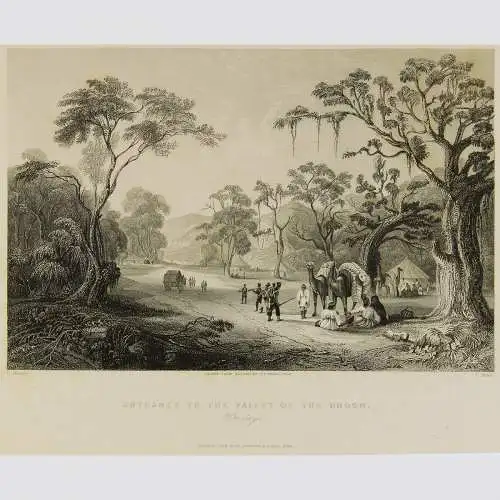 Entrance to the valley of the dhoon. Himalaya. Stahlstich 1840.