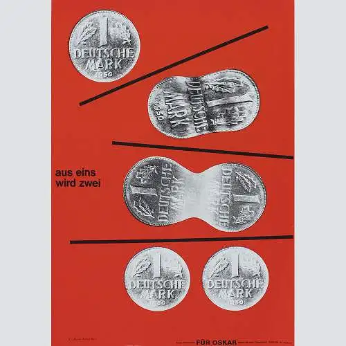Anton Stankowski: Signiertes Plakat. aus eins wird zwei. 1990