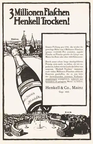 Historische Original-Reklame / Ganzseiten-Anzeige CARNEVAL / HENKELL TROCKEN SEKT von 1907