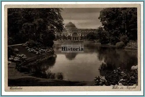 [Ansichtskarte] Wiesbaden - Weiher im Kurpark. 