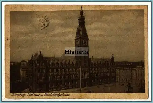 [Ansichtskarte] Rathaus und Reichsbankgebäude 1923. 