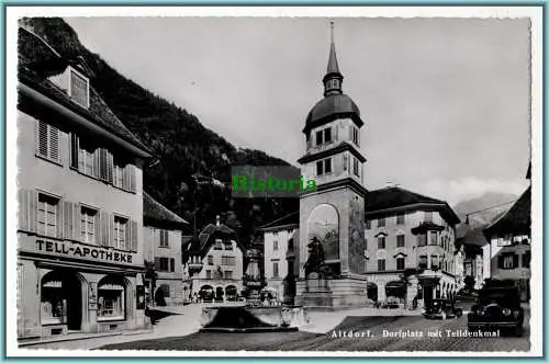 [Ansichtskarte] Altdorf - Dorfplatz mit Telldenkmal. 
