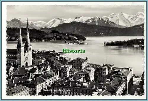 [Ansichtskarte] Luzern mit den Alpen. 