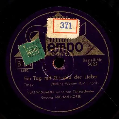 Schellackplatte : Michael Hofer & Orchester Kurt Widmann - Stern von Rio / Ein Tag mit Dir und der Liebe - 1940