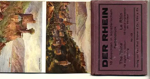 Der Rhein von Köln bis Rüdesheim 1,80 m langes Kunst Postkarten Leporello 1925