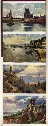 Der Rhein von Köln bis Rüdesheim 1,80 m langes Kunst Postkarten Leporello 1925