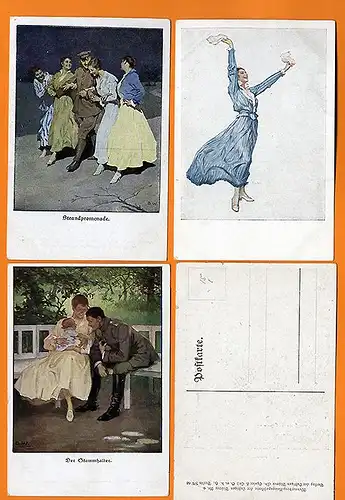Frauen Erotik Weltkrieg Brynolf Wennerberg 9 farbige Künstler Postkarten 1915