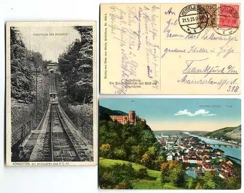 Heidelberg Bergbahn zum Königstuhl 7 alte Postkarten um 1910