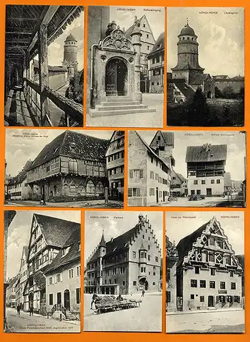 Bayern Schwaben Nördlingen Stadt Fachwerk Rathaus 9 alte Postkarten