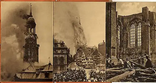 Hamburg Feuer Brand Michaelis Kirche Postkarten Leoporello Serie 1912