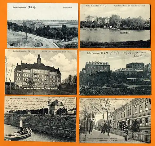Berlin Mariendorf Seebad Marienheim Schule 6 alte Postkarten Feldpost 1917