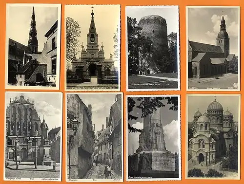 Europa Ostsee Lettland Riga Stadt Ansichten 16 alte Foto Postkarten um 1930