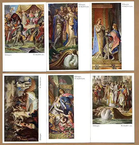 Mittelalter Ritter Sage Lohengrin 6 Ufachrom Postkarten Serie 258