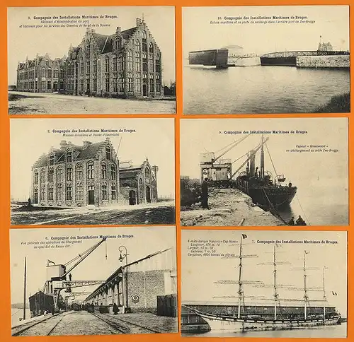  Belgien Brügge Compagnie des Installations Maritimes de Brügge Marine Schiffahrt Hafen Serie von 10 alte Foto Postkarten um 1905