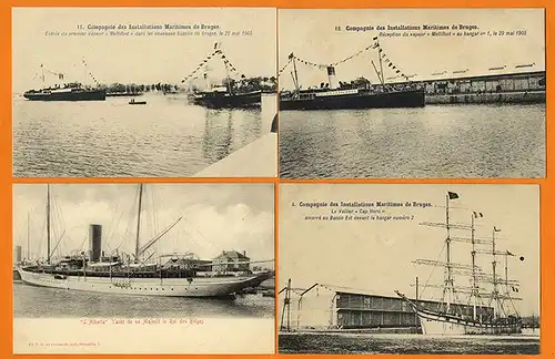  Belgien Brügge Compagnie des Installations Maritimes de Brügge Marine Schiffahrt Hafen Serie von 10 alte Foto Postkarten um 1905