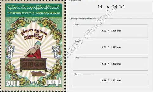 555th Anniv.of Shin Mahar Rahta Tharya Monk Literary Scholar -SHEET BO(I)- (MNH)