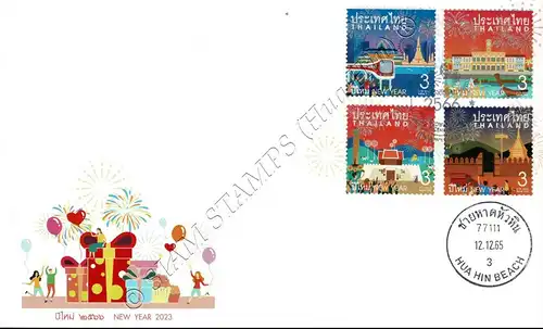 New Year 2023: Fireworks Over Landmarks -FDC(I)-IT-