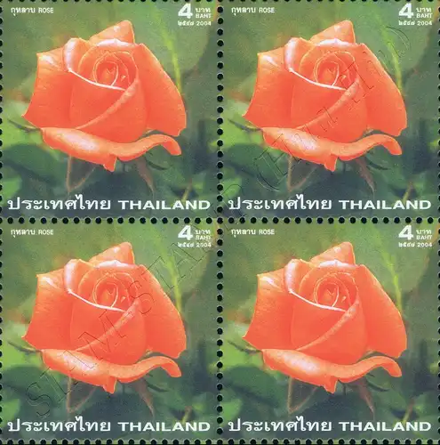 Greeting Stamp 2004: Rose (III) "SANDRA" -BLOCK OF 4- (MNH)