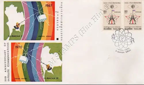 3 Jahre Nachrichtenverkehr durch Satelliten in Thailand -FDC(I)-I-