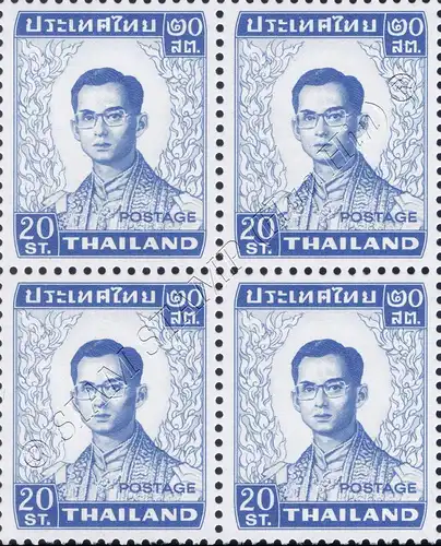 Freimarke: König Bhumibol RAMA IX 5.Serie 20 SATANG -FINLAND 4er BLOCK- (**)