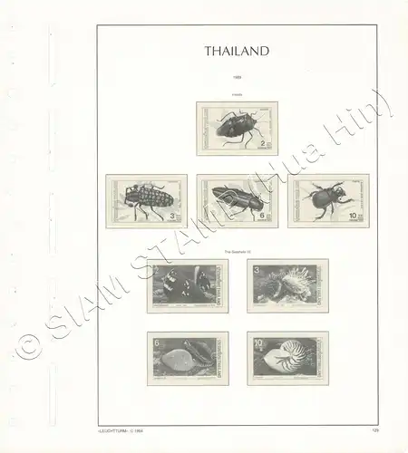 LEUCHTTURM Vorlageblätter THAILAND 1989 Seite 126-133 9 Blätter (GEBRAUCHT)