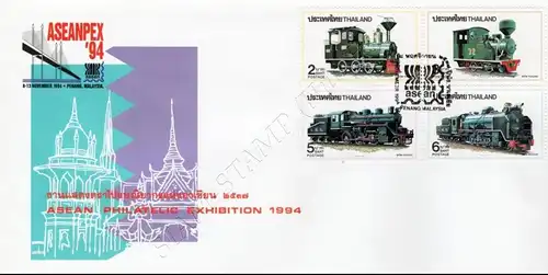 ASEANPEX Briefmarkenausstellung 1994, Penang: Lokomotiven (II) -FDC(II)-I-