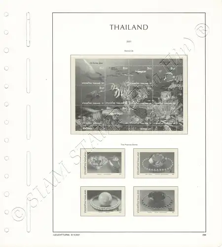 LEUCHTTURM Vorlageblätter THAILAND 2001 Seite 287-301 21 Blätter (GEBRAUCHT)