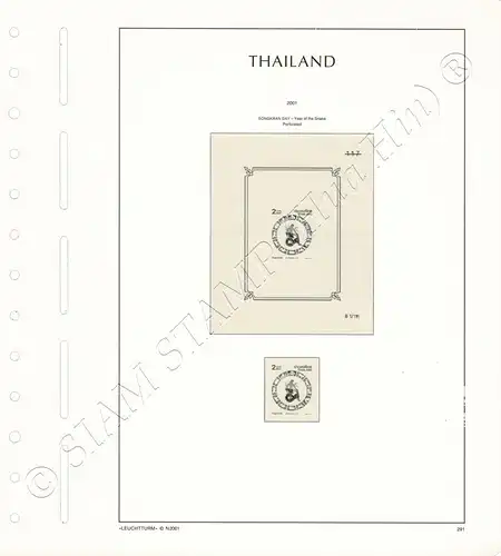 LEUCHTTURM Vorlageblätter THAILAND 2001 Seite 287-301 21 Blätter (GEBRAUCHT)