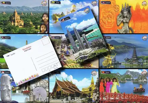 Neujahr: Nationalblumen der ASEAN Mitgliedsländer -POSTKARTEN PK(I)- (**)
