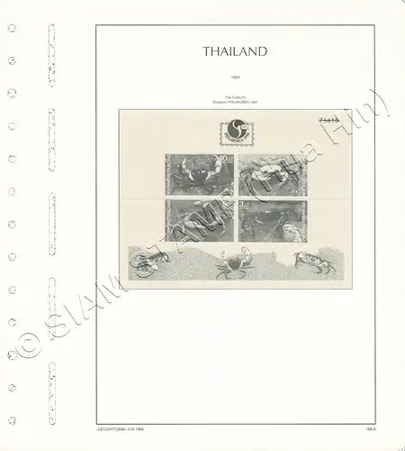 LEUCHTTURM Vorlageblätter THAILAND 1994 Seite 184-191 11 Blätter (GEBRAUCHT)