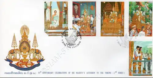 50 Jahre Thronbesteigung v. König Bhumibol (II): Krönungszeremonie -FDC(I)-I-