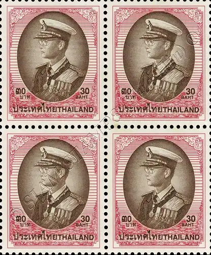 Freimarke: RAMA IX - 9.Serie 30B -1.DRUCK GBP 4er BLOCK- (**)