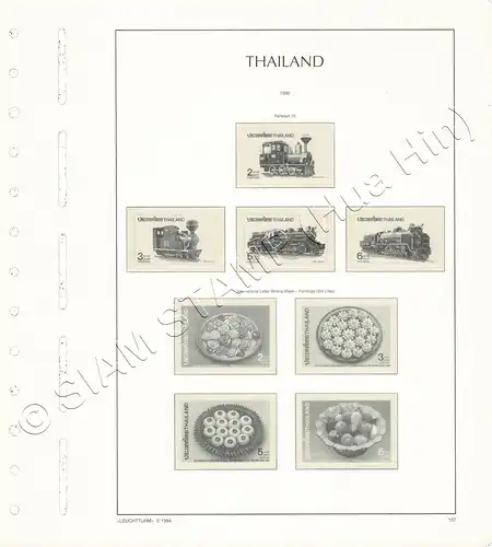 LEUCHTTURM Vorlageblätter THAILAND 1990 Seite 134-141 12 Blätter (GEBRAUCHT)