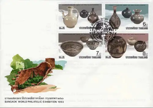 BANGKOK 93 (III):Sangalok-Keramiken (47II) "P.A.T. OVERPRINT"-GRÜNER AUFDRUCK-(**)
