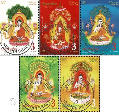 Visakhapuja-Tag 2023: Die 5 Buddhas aus Bhadda-kappa -GESTEMPELT G(I)-
