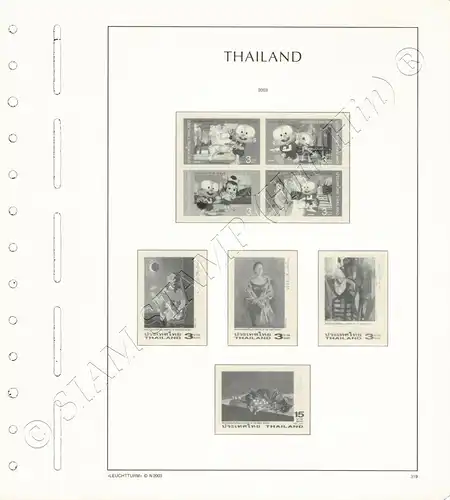 LEUCHTTURM Vorlageblätter THAILAND 2003 Seite 317-329 18 Blätter (GEBRAUCHT)