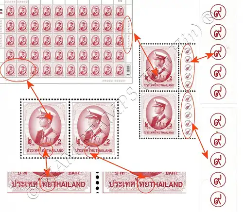 Freimarke: RAMA IX - 9.Serie 2B -10.DRUCK TBSP MARKENBOGEN RNG- (**)