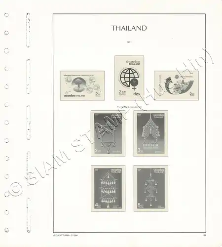 LEUCHTTURM Vorlageblätter THAILAND 1991 Seite 142-155 25 Blätter (GEBRAUCHT)