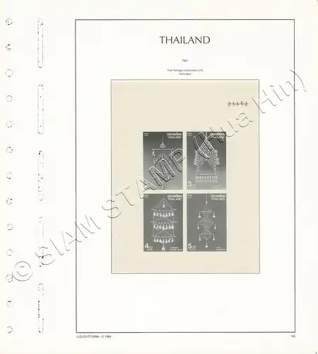 LEUCHTTURM Vorlageblätter THAILAND 1991 Seite 142-155 25 Blätter (GEBRAUCHT)