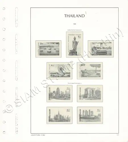 LEUCHTTURM Vorlageblätter THAILAND 1988 Seite 116-123 8 Blätter (GEBRAUCHT)