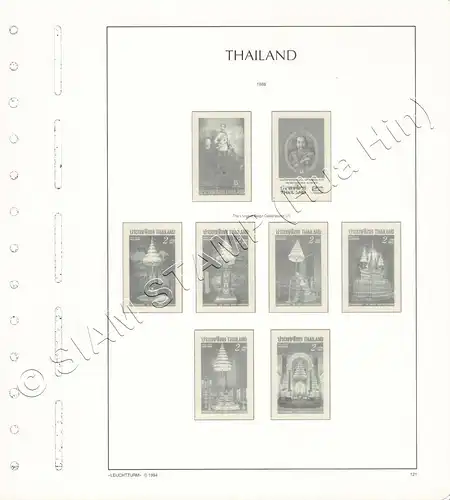 LEUCHTTURM Vorlageblätter THAILAND 1988 Seite 116-123 8 Blätter (GEBRAUCHT)