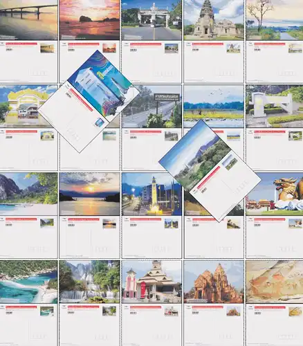 PREPAID POSTCARDS: Thailand Famous Places (Tourist Attracions) (MNH)