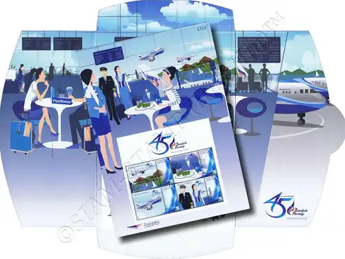 PERSONALIZED SHEET: 45th Anniversary of Bangkok Airways -PS(070)- (MNH)