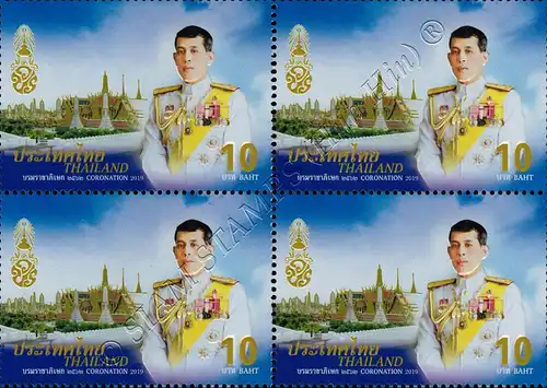 Coronation of King Vajiralongkorn (AI) -GOLD BLOCK OF 4- (MNH)