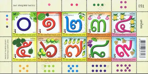 Thai Digits from 0 to 9 -KB(I)-RDG- (MNH)