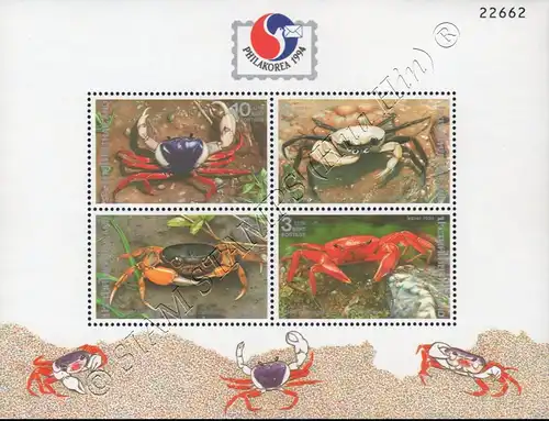 PHILAKOREA 94: Rare native freshwater crabs (58AI) (MNH)