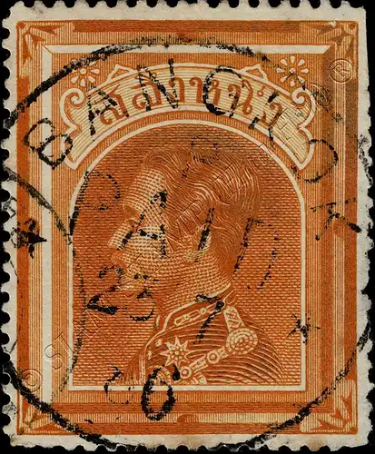 Definitive: King Chulalongkorn 1 SALUNG perf. 15 - brown orange CANCELLED G(I)-