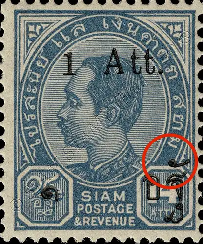 Definitive: King Chulalongkorn left (3rd Issue) (45) -OVERPRINT ERROR(I)- (MNH)