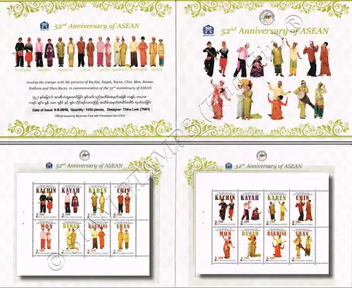 ASEAN 2019: National Costumes (MYANMAR) -FOLDER FL(I)- (MNH)